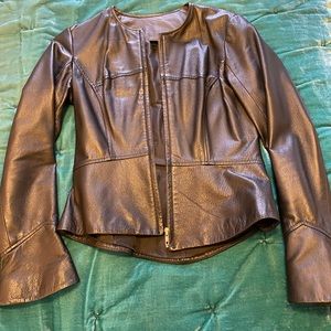 Newport News Shape FX black leather jacket